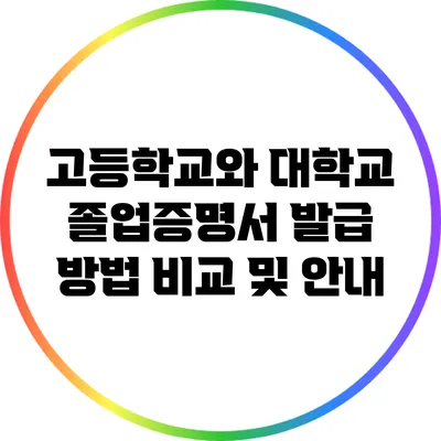 고등학교와 대학교 졸업증명서 발급 방법 비교 및 안내