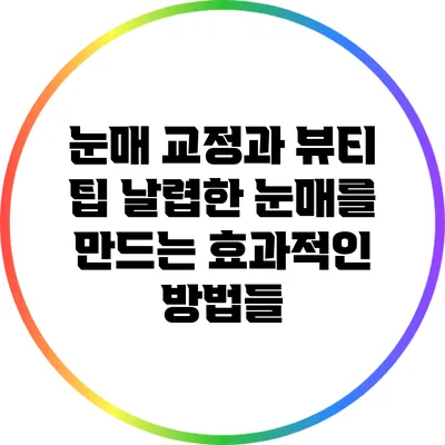 눈매 교정과 뷰티 팁: 날렵한 눈매를 만드는 효과적인 방법들