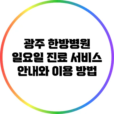 광주 한방병원 일요일 진료 서비스 안내와 이용 방법