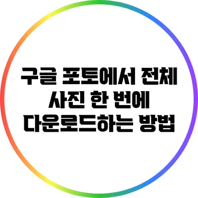 구글 포토에서 전체 사진 한 번에 다운로드하는 방법