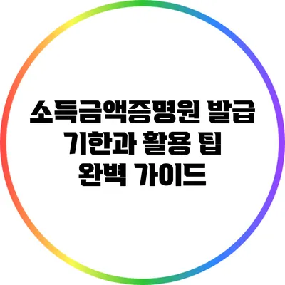 소득금액증명원 발급 기한과 활용 팁 완벽 가이드