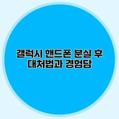 갤럭시 핸드폰 분실 후 대처법과 경험담
