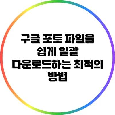 구글 포토 파일을 쉽게 일괄 다운로드하는 최적의 방법