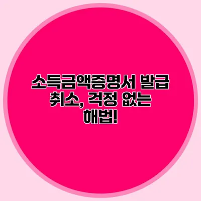소득금액증명서 발급 취소, 걱정 없는 해법!