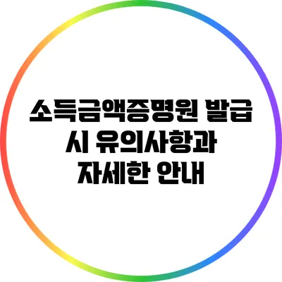 소득금액증명원 발급 시 유의사항과 자세한 안내