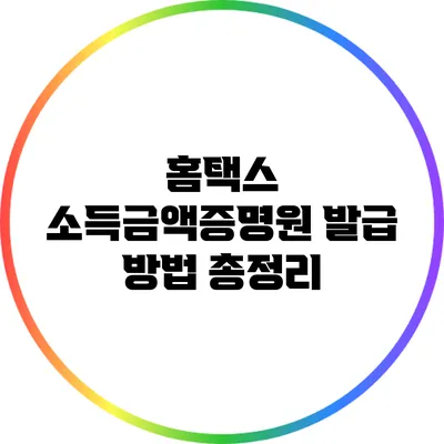 홈택스 소득금액증명원 발급 방법 총정리
