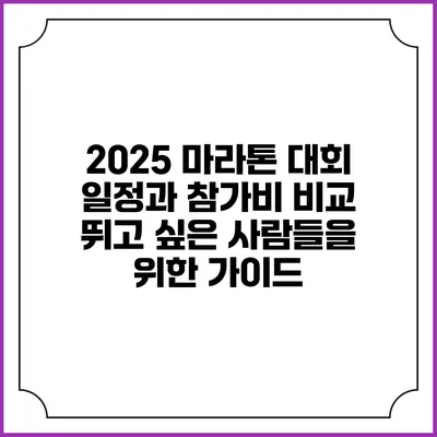 2025 마라톤 대회 일정과 참가비 비교: 뛰고 싶은 사람들을 위한 가이드