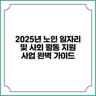 2025년 노인 일자리 및 사회 활동 지원 사업 완벽 가이드