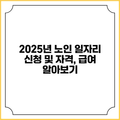 2025년 노인 일자리 신청 및 자격, 급여 알아보기