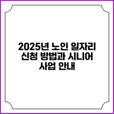 2025년 노인 일자리 신청 방법과 시니어 사업 안내