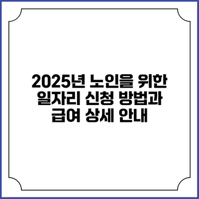 2025년 노인을 위한 일자리 신청 방법과 급여 상세 안내