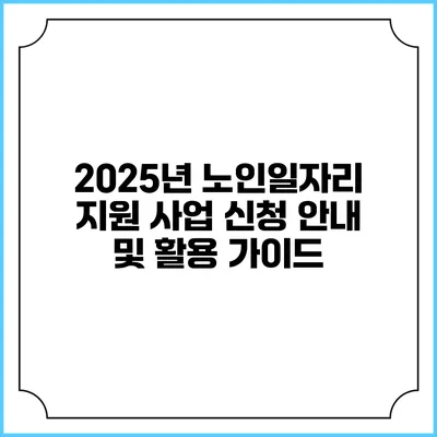 2025년 노인일자리 지원 사업 신청 안내 및 활용 가이드