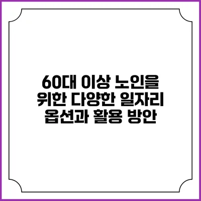 60대 이상 노인을 위한 다양한 일자리 옵션과 활용 방안