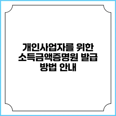 개인사업자를 위한 소득금액증명원 발급 방법 안내