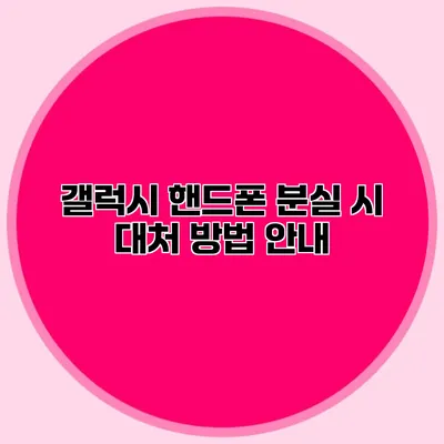 갤럭시 핸드폰 분실 시 대처 방법 안내