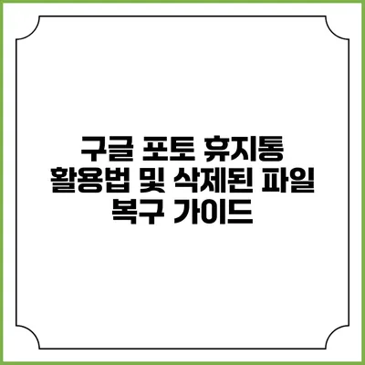 구글 포토 휴지통 활용법 및 삭제된 파일 복구 가이드