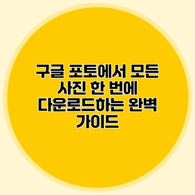 구글 포토에서 모든 사진 한 번에 다운로드하는 완벽 가이드