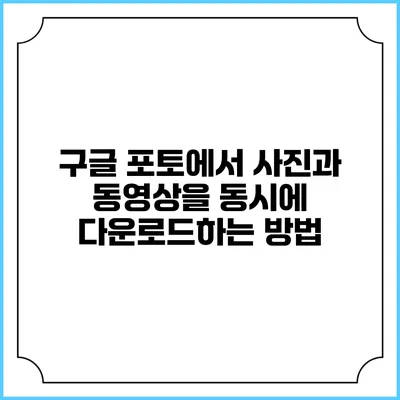 구글 포토에서 사진과 동영상을 동시에 다운로드하는 방법
