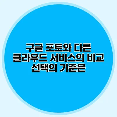 구글 포토와 다른 클라우드 서비스의 비교: 선택의 기준은?