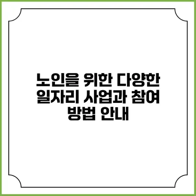 노인을 위한 다양한 일자리 사업과 참여 방법 안내