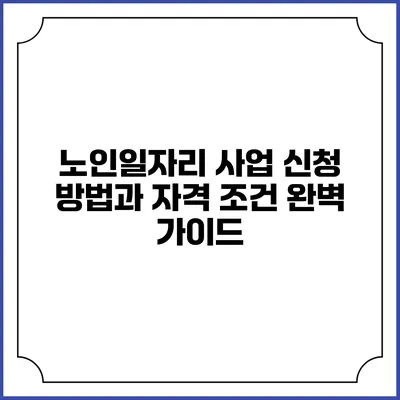 노인일자리 사업 신청 방법과 자격 조건 완벽 가이드