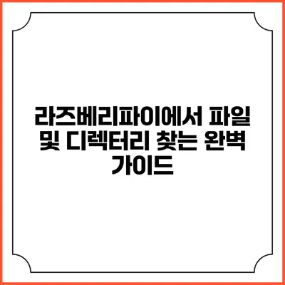 라즈베리파이에서 파일 및 디렉터리 찾는 완벽 가이드