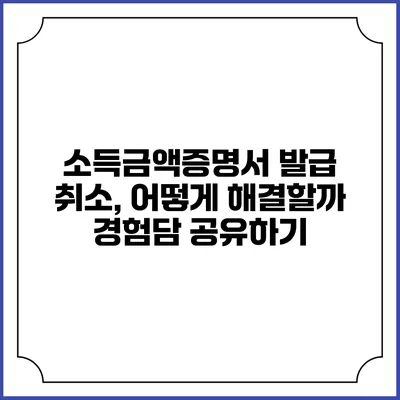 소득금액증명서 발급 취소, 어떻게 해결할까? 경험담 공유하기