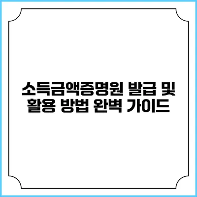 소득금액증명원 발급 및 활용 방법 완벽 가이드