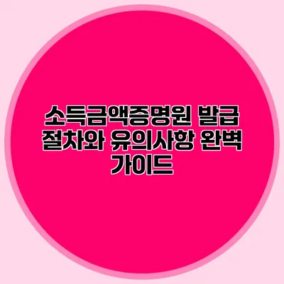 소득금액증명원 발급 절차와 유의사항 완벽 가이드