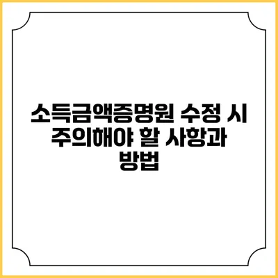 소득금액증명원 수정 시 주의해야 할 사항과 방법