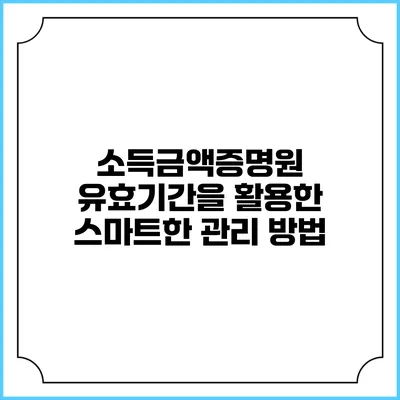 소득금액증명원 유효기간을 활용한 스마트한 관리 방법