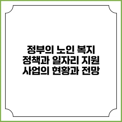 정부의 노인 복지 정책과 일자리 지원 사업의 현황과 전망