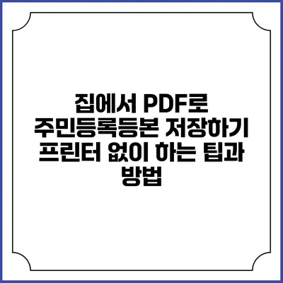 집에서 PDF로 주민등록등본 저장하기: 프린터 없이 하는 팁과 방법