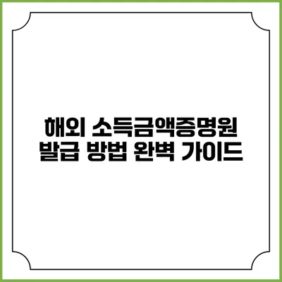 해외 소득금액증명원 발급 방법 완벽 가이드