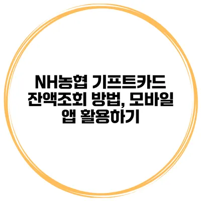 NH농협 기프트카드 잔액조회 방법, 모바일 앱 활용하기