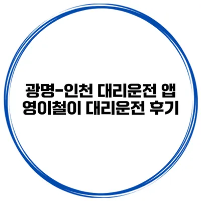 광명-인천 대리운전 앱 영이철이 대리운전 후기