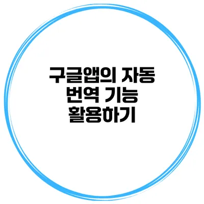 구글앱의 자동 번역 기능 활용하기