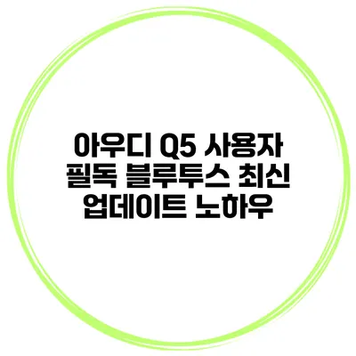 아우디 Q5 사용자 필독 블루투스 최신 업데이트 노하우