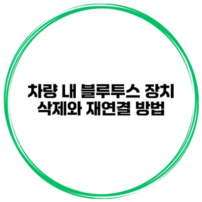 차량 내 블루투스 장치 삭제와 재연결 방법
